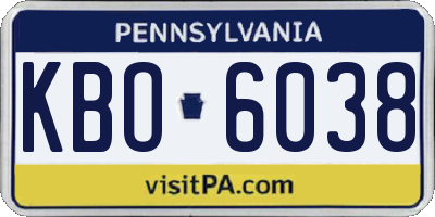 PA license plate KBO6038