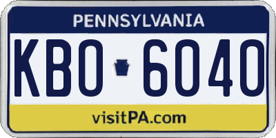 PA license plate KBO6040