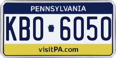 PA license plate KBO6050