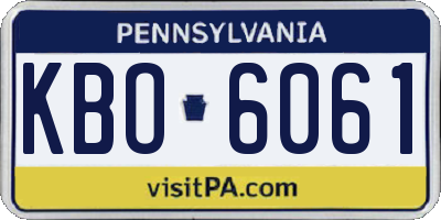PA license plate KBO6061