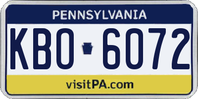 PA license plate KBO6072