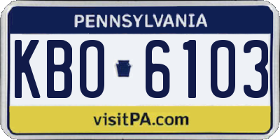 PA license plate KBO6103