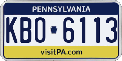 PA license plate KBO6113