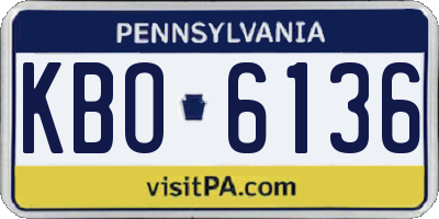 PA license plate KBO6136