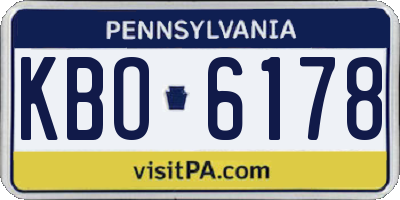PA license plate KBO6178