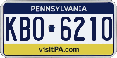 PA license plate KBO6210