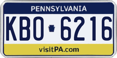 PA license plate KBO6216