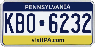 PA license plate KBO6232