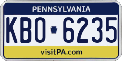 PA license plate KBO6235
