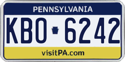 PA license plate KBO6242