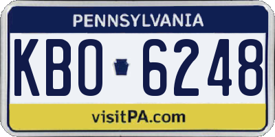 PA license plate KBO6248