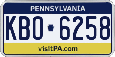 PA license plate KBO6258