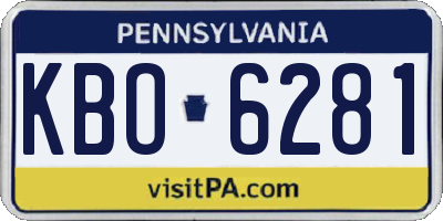 PA license plate KBO6281