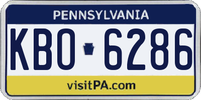 PA license plate KBO6286