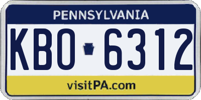 PA license plate KBO6312