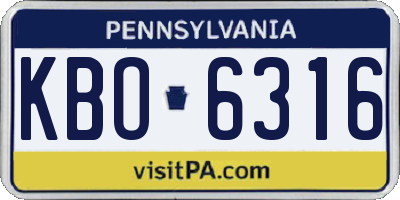 PA license plate KBO6316