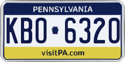 PA license plate KBO6320