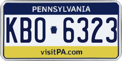 PA license plate KBO6323