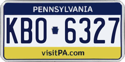 PA license plate KBO6327