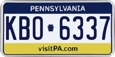 PA license plate KBO6337