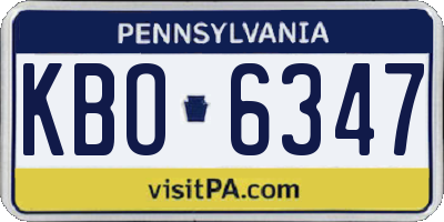 PA license plate KBO6347