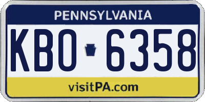 PA license plate KBO6358