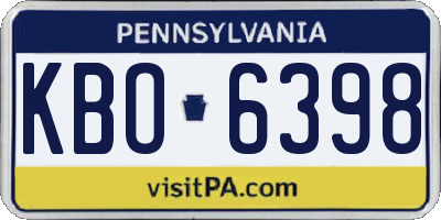 PA license plate KBO6398