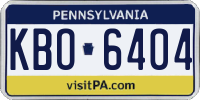 PA license plate KBO6404