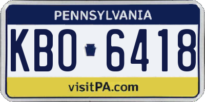 PA license plate KBO6418
