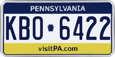 PA license plate KBO6422