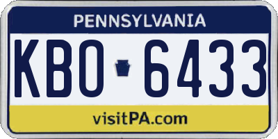 PA license plate KBO6433