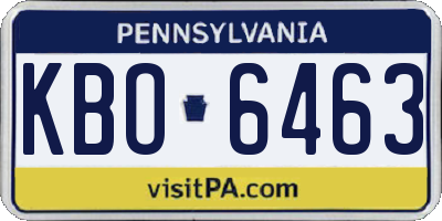 PA license plate KBO6463