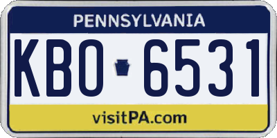 PA license plate KBO6531