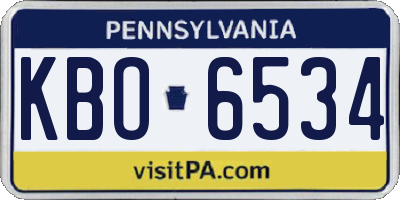 PA license plate KBO6534