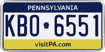 PA license plate KBO6551