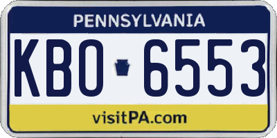 PA license plate KBO6553
