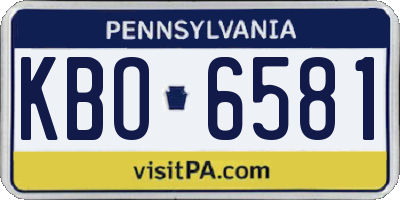 PA license plate KBO6581