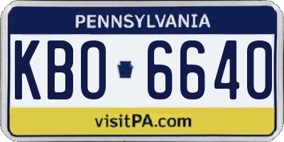 PA license plate KBO6640