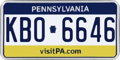PA license plate KBO6646
