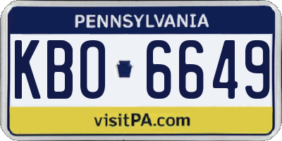 PA license plate KBO6649