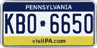 PA license plate KBO6650