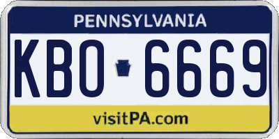PA license plate KBO6669