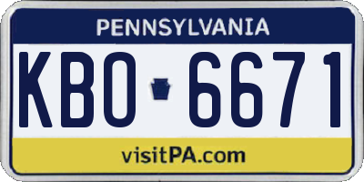 PA license plate KBO6671