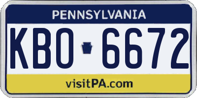 PA license plate KBO6672