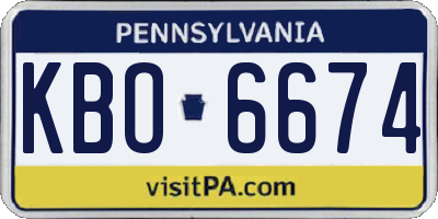 PA license plate KBO6674