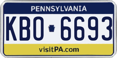 PA license plate KBO6693