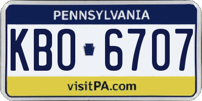 PA license plate KBO6707