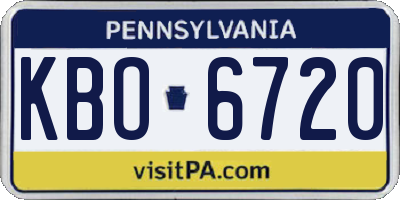 PA license plate KBO6720