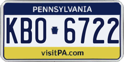 PA license plate KBO6722