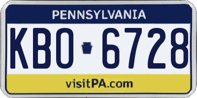 PA license plate KBO6728